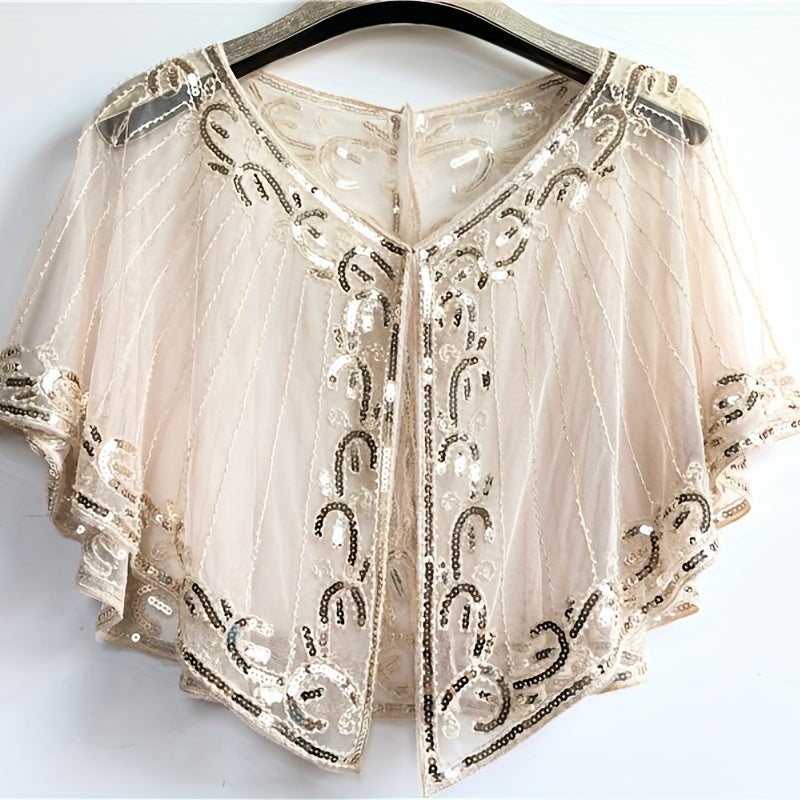 Vintage Sequin Embroidered Shawl 1920s Wraps Beaded Bridal Shawls
