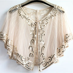 Vintage Sequin Embroidered Shawl 1920s Wraps Beaded Bridal Shawls