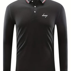 Men's Golf Shirt Loop Print Long Sleeve Tennis Shirt Breathable Chukker