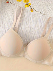 2pcs Solid T Shirt Bras Comfy Push Up Bra Women's Lingerie & Underwear