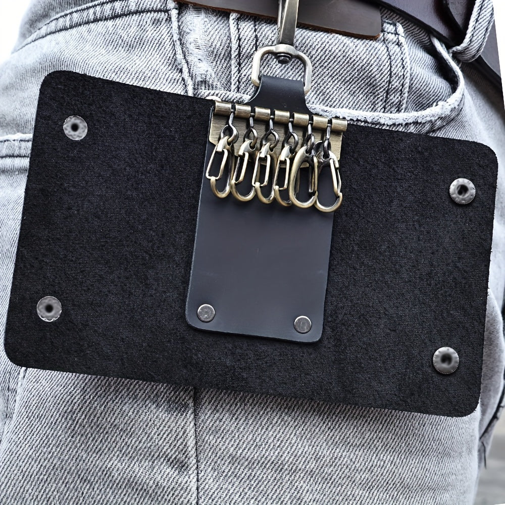 Vintage Cowhide Keychain Waist Hanging Holder For Outdoor Travel