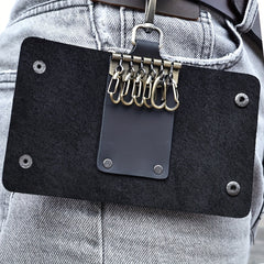 Vintage Cowhide Keychain Waist Hanging Holder For Outdoor Travel