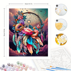 Colorful Feather DIY Paint by Numbers Kit 16x20inches