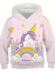 Boy's Rainbow Pony Graphic Hoodie Casual Breathable Sweatshirt