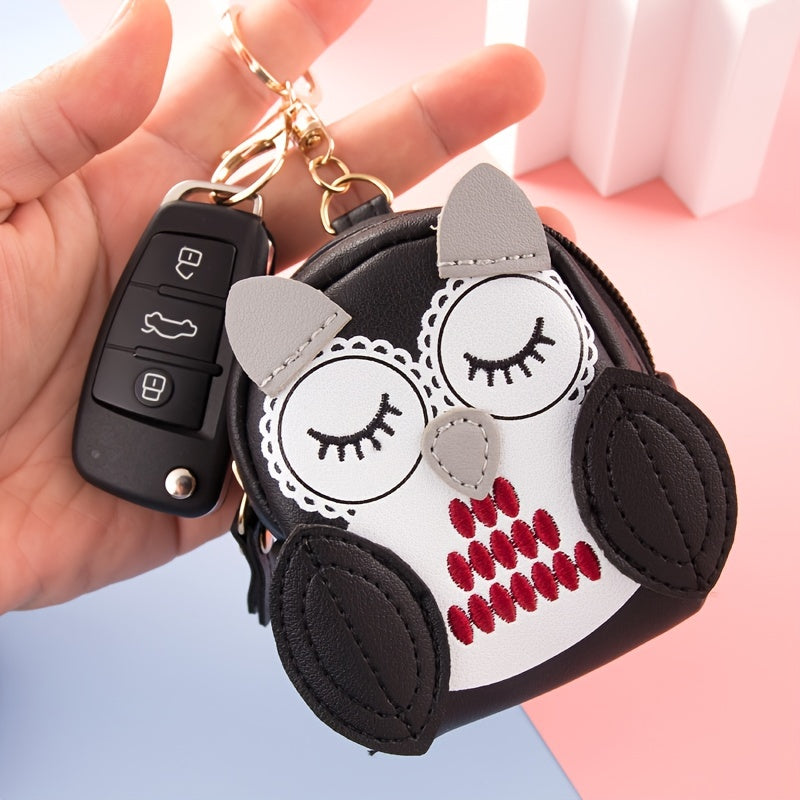 Mini Owl Coin Purse Zipper Faux Leather Storage Bag
