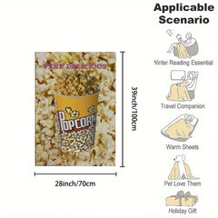 Delicious Food Pattern Flannel Blanket Tempting Popcorn Soft Warm Fabric