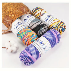100g Multicolor Yarn, 2 Markers Crochet Yarn 5mm 200meters