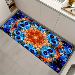 Bright Flower Motif Kitchen Mat Washable Rug Home Decor Indoor Decor