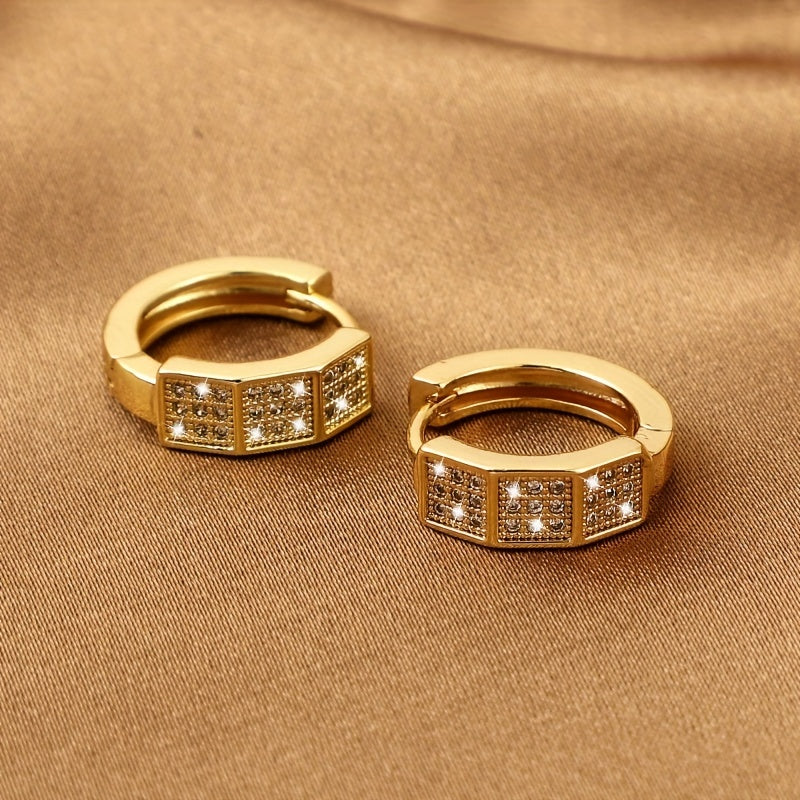 Geometric Zircon Stud Earrings Light Square Jewelry for Girls
