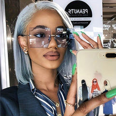 Square Rimless Sunglasses Gradient UV400 Sun Shades