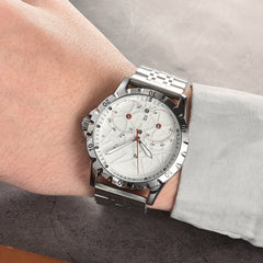 KUERST Men's Steel Strap Automatic Mechanical Watch Waterproof 3D Dial Calendar