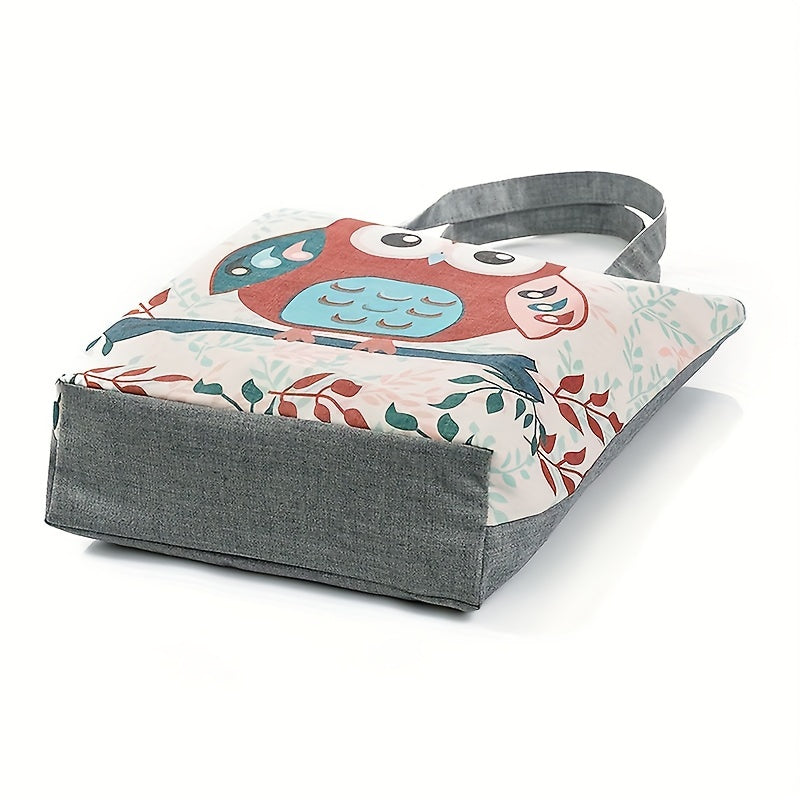 Owl Print Canvas Tote Bag Lightweight Reusable Shopping Shoulder