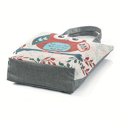 Owl Print Canvas Tote Bag Lightweight Reusable Shopping Shoulder