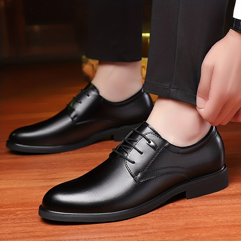 Men's Round Toe Lace Up Derby Shoes Non Slip Business Formal Shoes