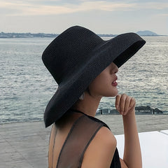 Wide Brim Summer Sun Hat Solid Travel Beach Cap Women Outdoor Sunscreen
