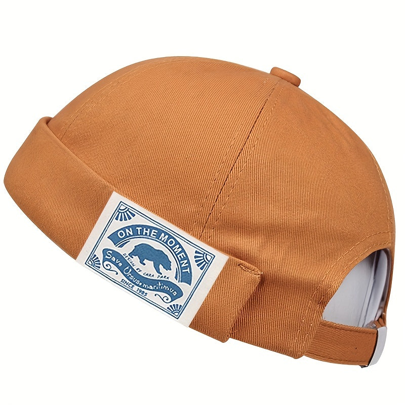 Solid Docker Cap Unisex Beanie Polar Bear Label Patch Skull Hat