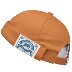 Solid Docker Cap Unisex Beanie Polar Bear Label Patch Skull Hat
