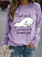 Letter & Polar Bear Print Loose Sweatshirt Women's Clothing