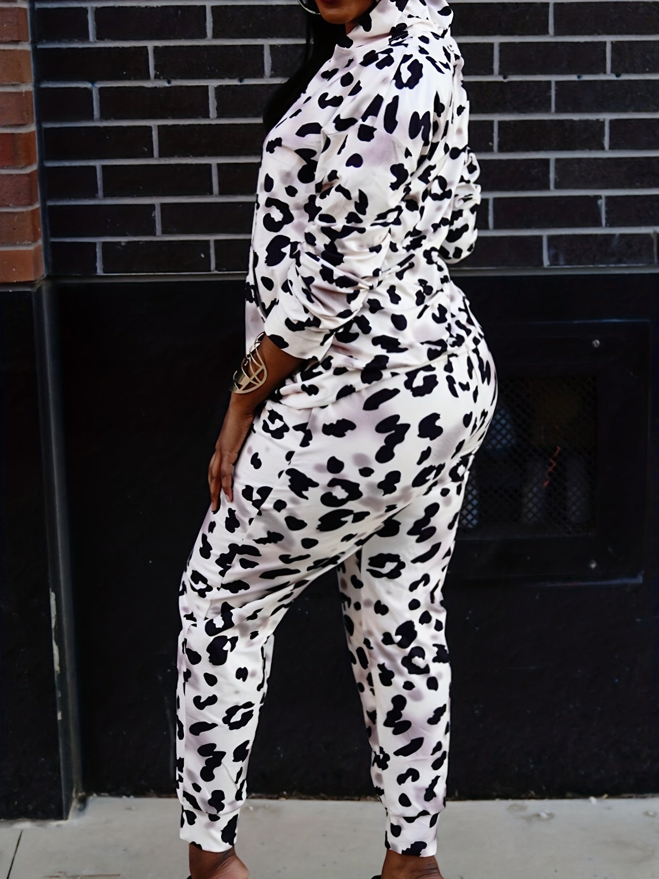 Tie Dye & Leopard Print Hoodie & Pants Set