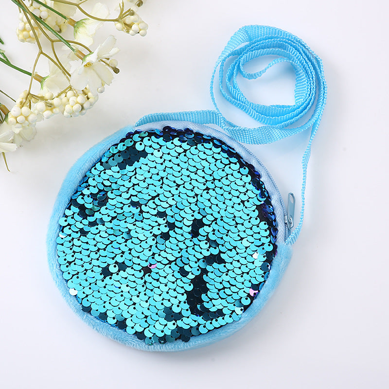 Girls Sequins Purse Crossbody Bag Mini Messenger Bag With Zipper