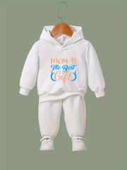 2pcs MOM IS THE Graphic Hoodies Pants Set Outfits Spring Fall Sports Gift Girls