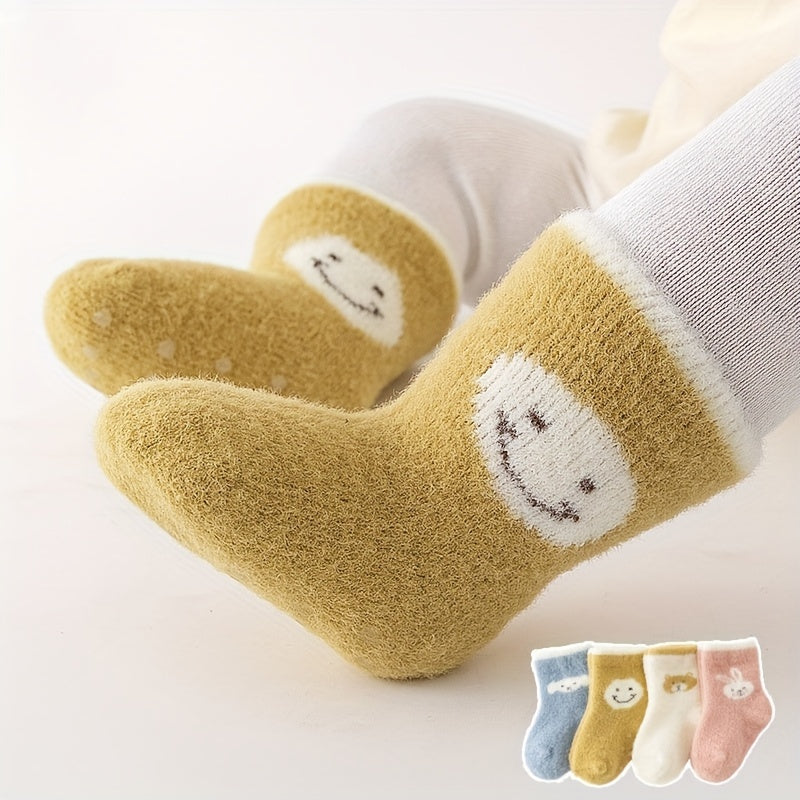 4 Pairs Baby Animal Graphic Non-Slip Floor Socks