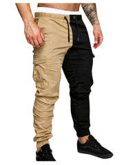 Men's Cargo Pants Stylish Block Drawstring Jogger Pants