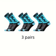Men's Non Slip Sport Socks Mid Crew Shock Absorption Breathable Athletic Socks