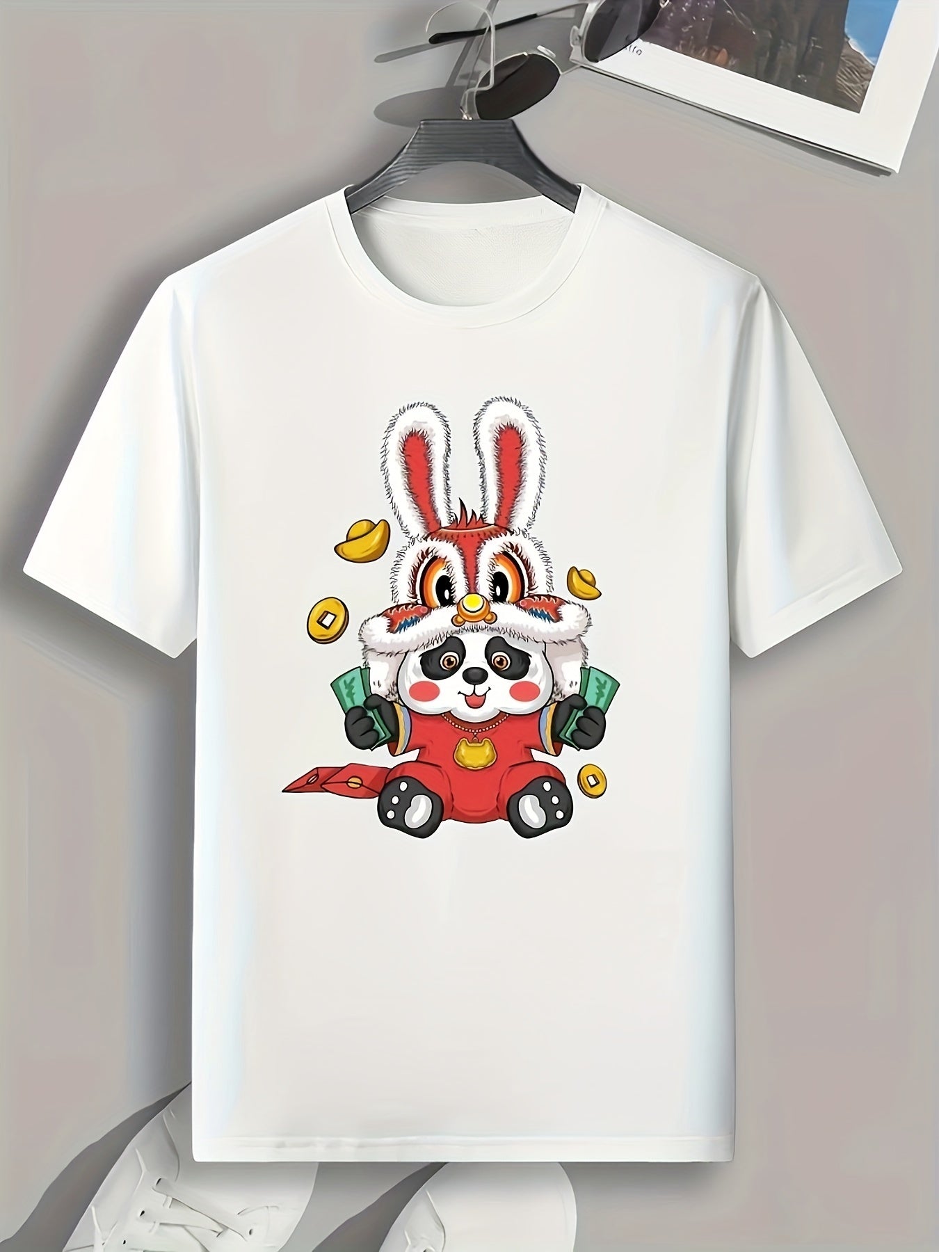 Panda Print Men's Graphic T shirt Casual Comfy Tees For Summer