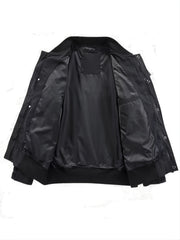 Men's Skull Print Baseball Jackets Solid Jacket Thermal Outerwear
