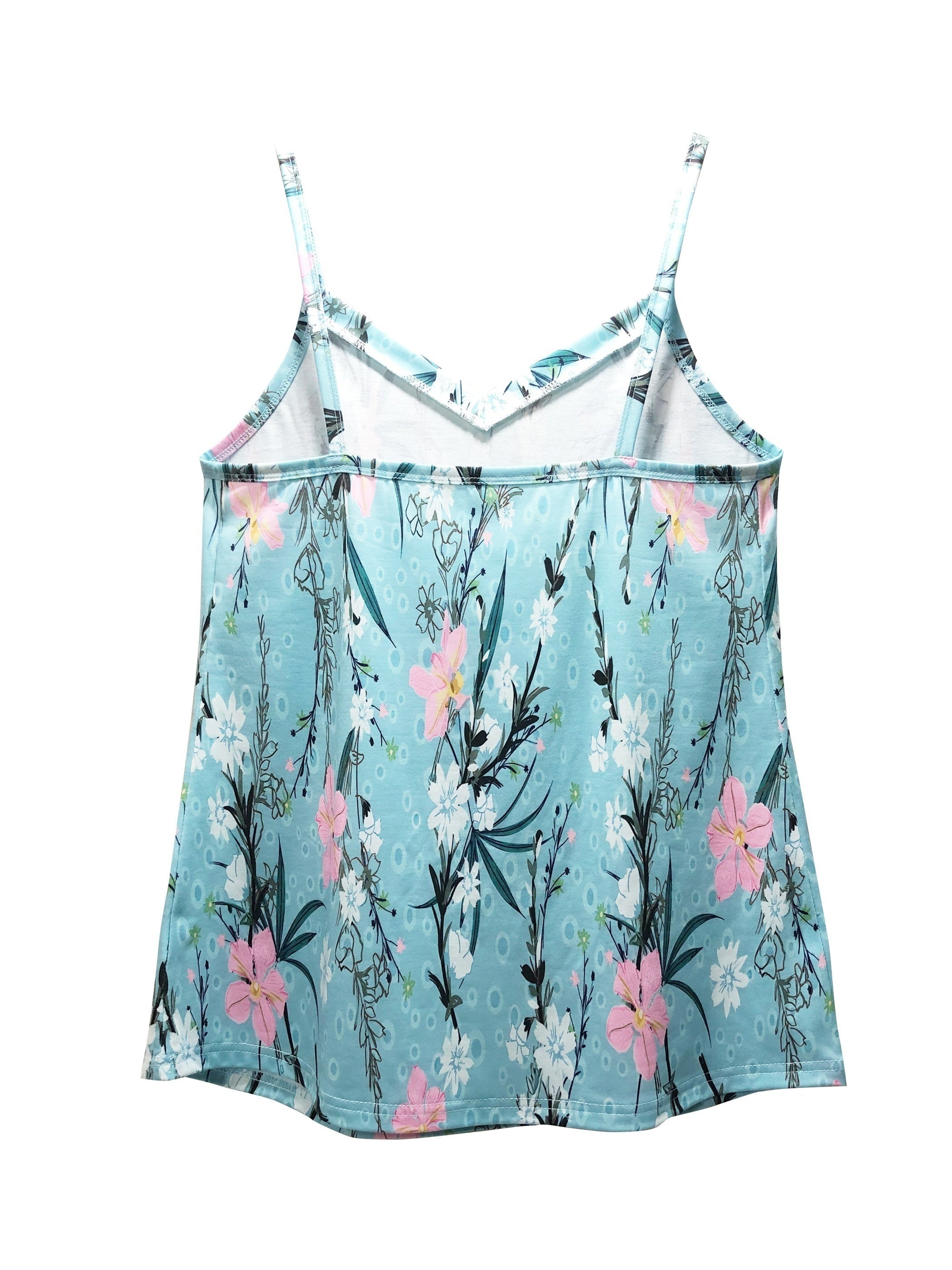 Floral Print V Neck Cami Top Summer Sleeveless Casual Top
