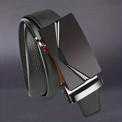 Men's PU Leather Belt with Automatic Buckle Formal Dress Father's Gift