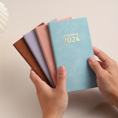 A6 English Calendar Book Faux Leather Monthly Index Notebook Daily Planner