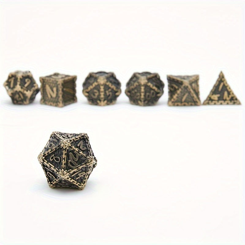 7pcs Dragon Scale Polyhedral Metal Dice Set Halloween Party Supplies