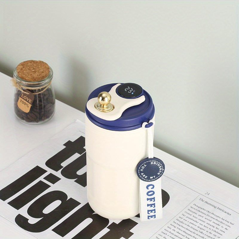 Insulated Stainless Steel Vacuum Cup with Temp Display for Hot & Cold Drinks