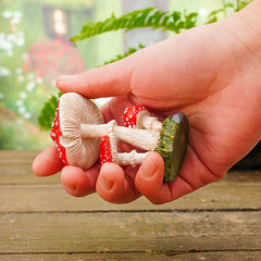 3 Mushroom Figurines Fairy Garden Decor Micro Landscape Decoration