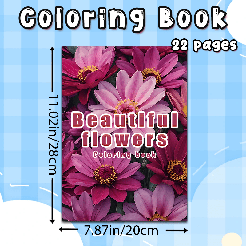 Flowers Adult Coloring Book Pink & Purple Floral Perfect Gift Holidays Birthdays