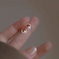 Hollow Moon Star Stud Earrings for Girls