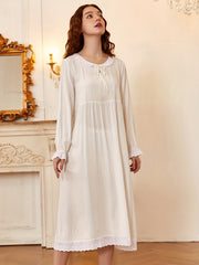 Lace Nightdress Sweet Crew Neck Princess Dress Women's Sleepwear