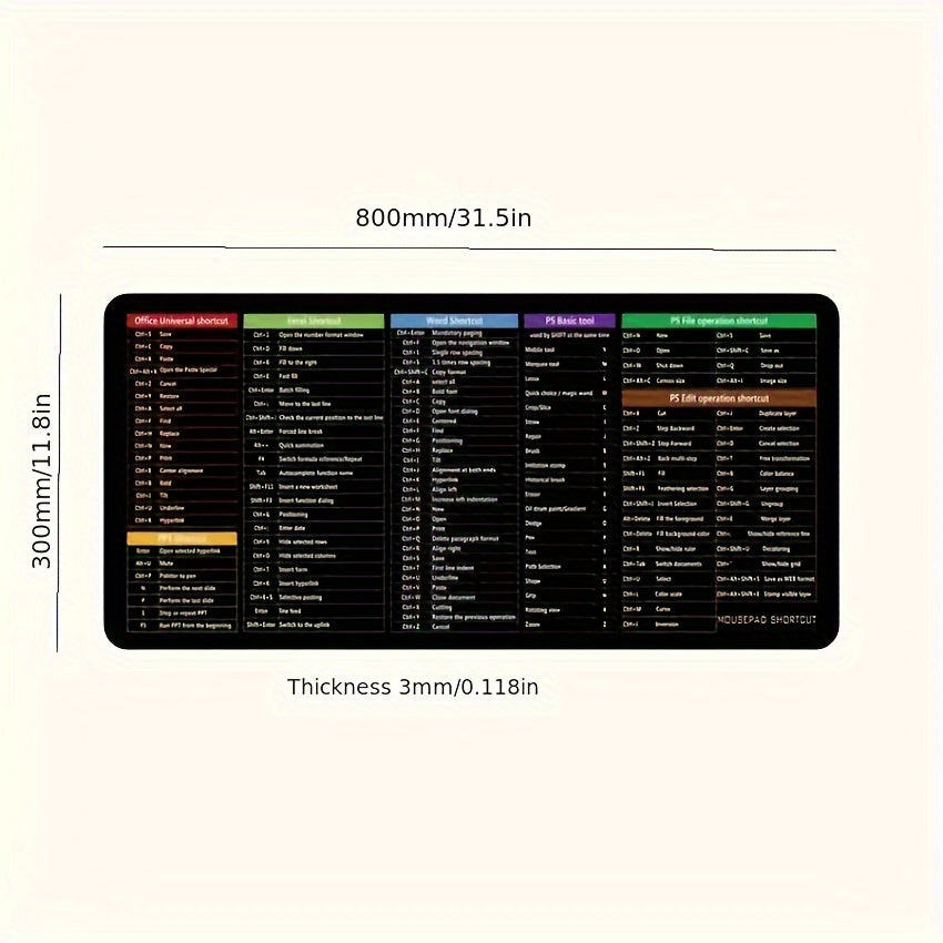 Office Software Shortcut Key Mouse Pad E sport Large Desk Pad