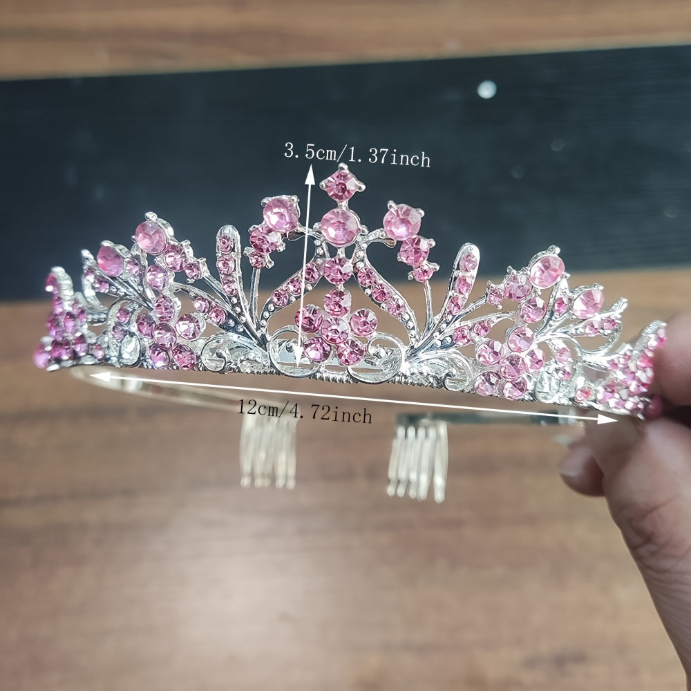 Small Rhinestone Crown Hair Accessory for Prom Party Event