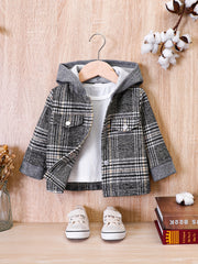 Baby Boys Tweed Plaid Hooded Jacket Top