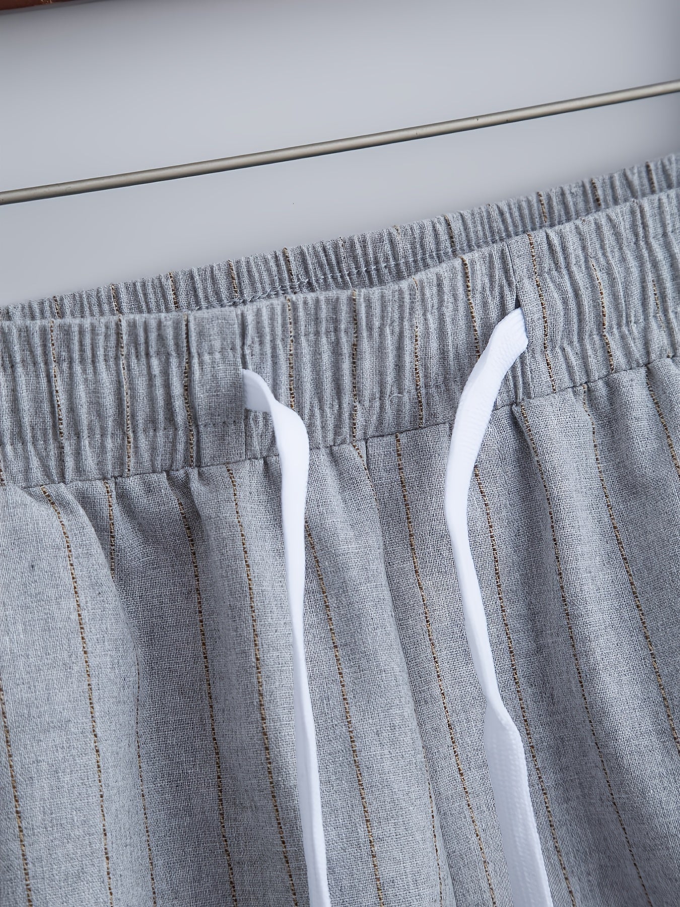Striped Pattern Comfy Shorts Men's Casual Waist Drawstring Flat Front Shorts