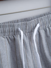 Striped Pattern Comfy Shorts Men's Casual Waist Drawstring Flat Front Shorts