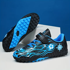Kids Turf Football Boots Hook Loop Fastener Outdoor TF Soccer Cleats