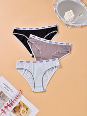 3 Pack Ribbed Panties Set Women's Briefs Set