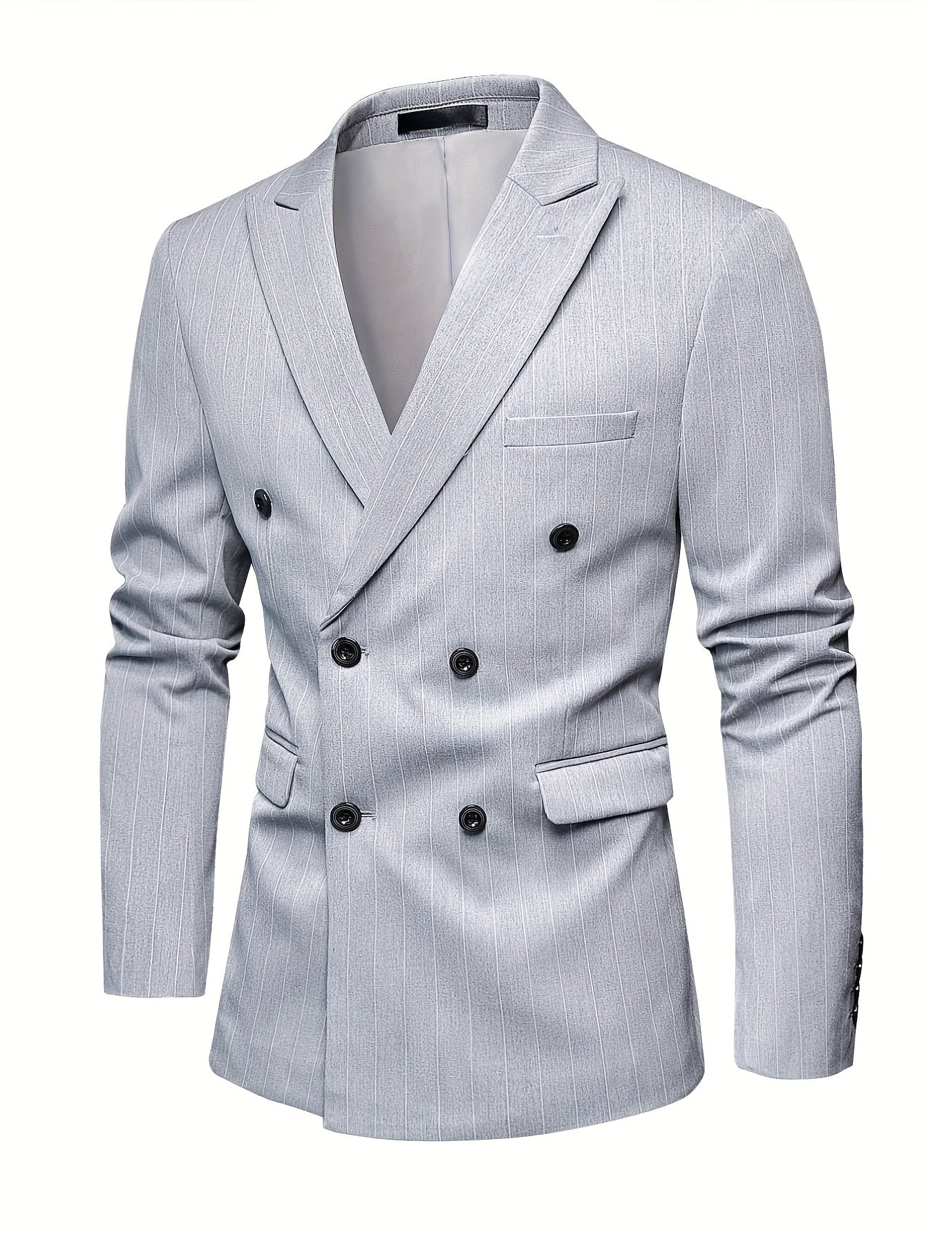 Men's Casual Striped Double Breasted Suit Top