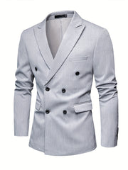 Men's Casual Striped Double Breasted Suit Top