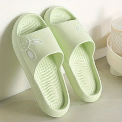 Women's Rabbit Printed Indoor Bath Slippers Open Toe Non Slip House Slippers