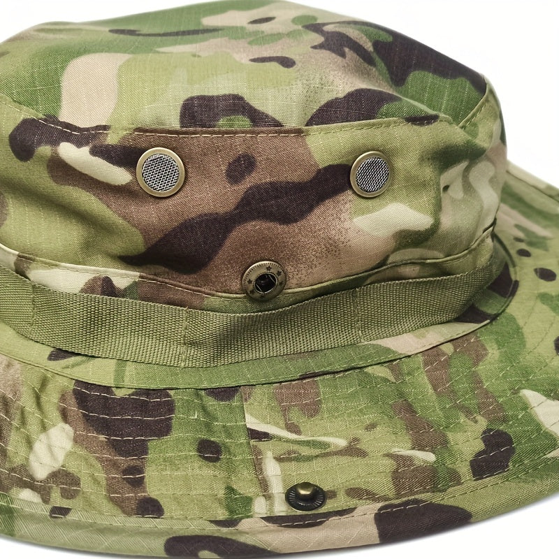 Men's Camo Sun Protection Fishing Hat Wide Brim Foldable Cap